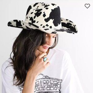 Wyeth Faux Cow Print Wool cowgirl hat